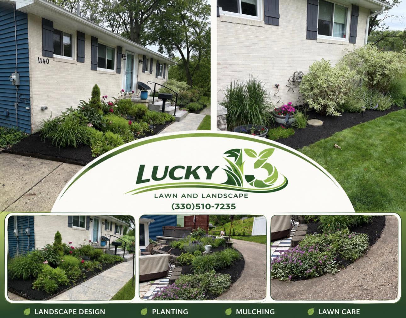 Landscape design planting and mulching work