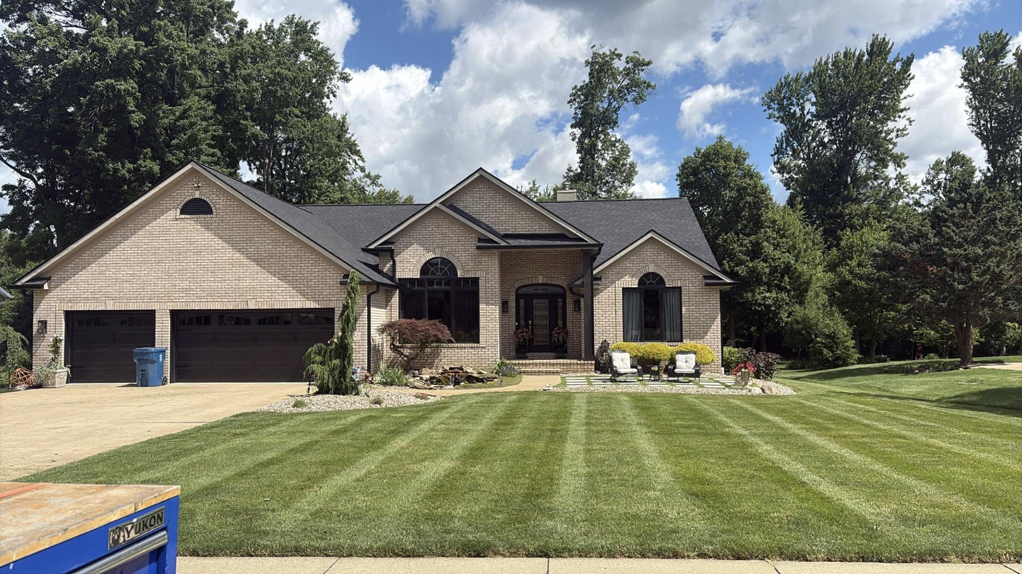 Beautifully manicured front lawn