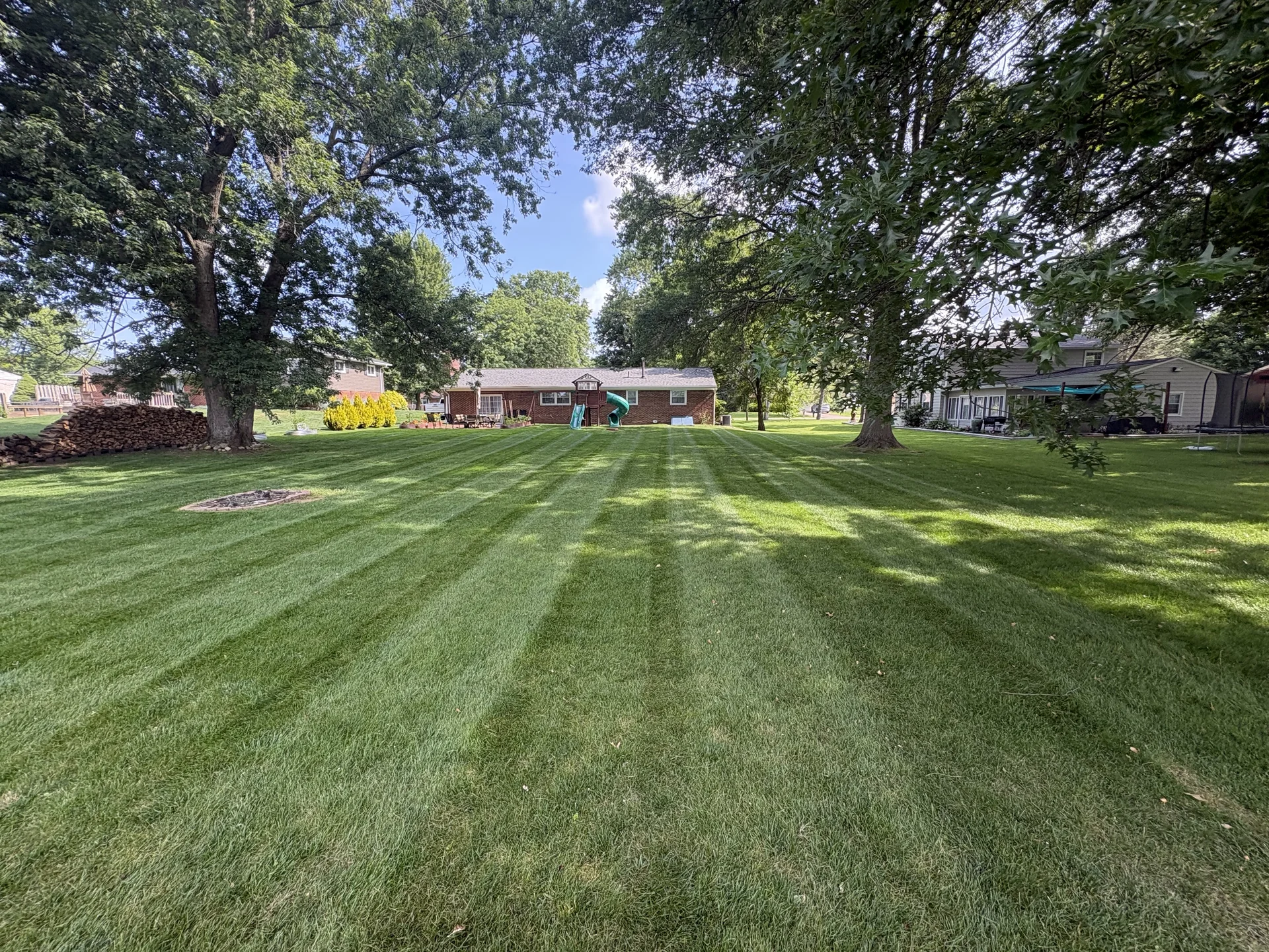 Wide beautifully striped lawn